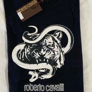 Roberto Cavalli Men Tiger Snake Graphic Crewneck Tee T-Shirt XL